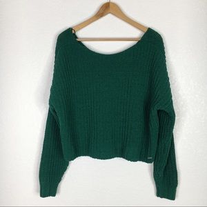 Hollister Emerald Green Chenille Cropped Sweater